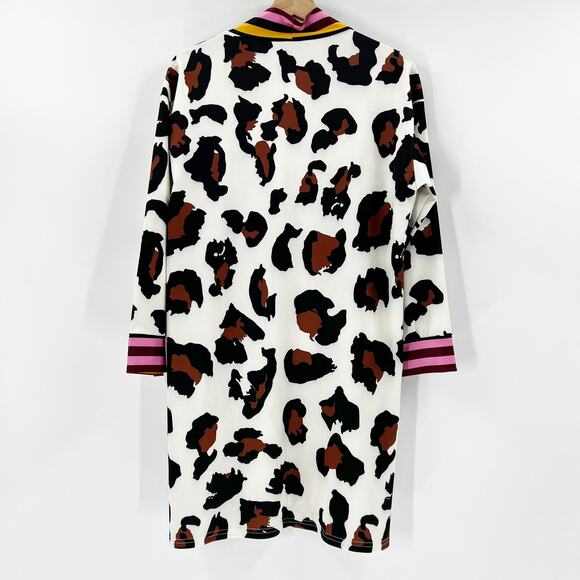 La Mode Cheetah Print Kimono Top with Striped Trim L - Picture 3 of 5